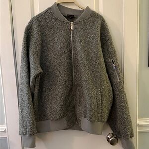 Stylish Gray Women's Bomber Jacket